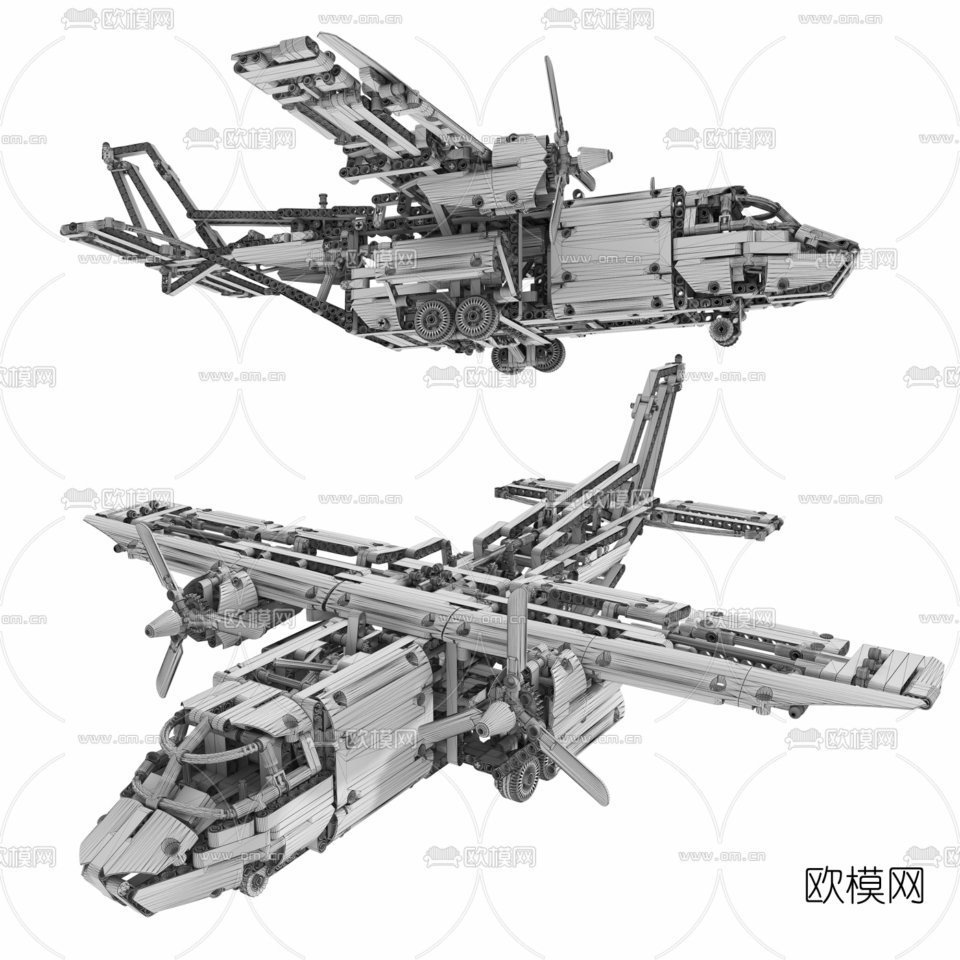 现代乐高飞机玩具3d模型