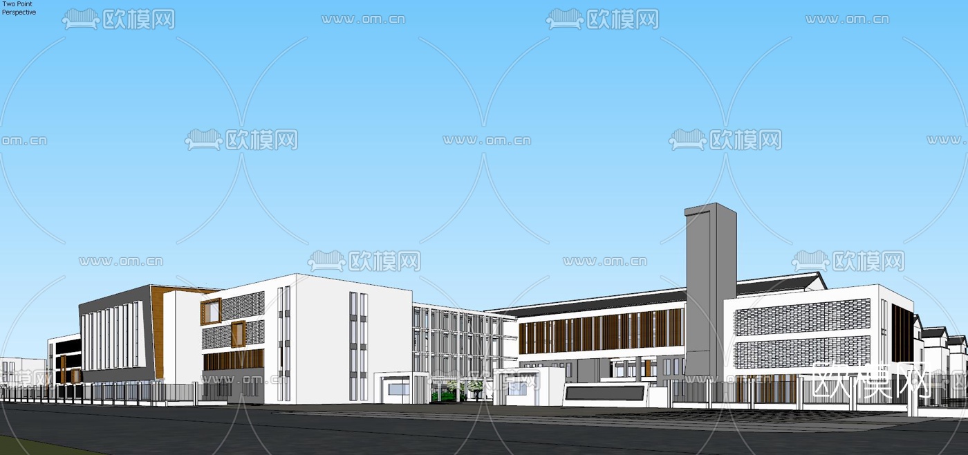 现代学校规划su模型下载（渲染图8）