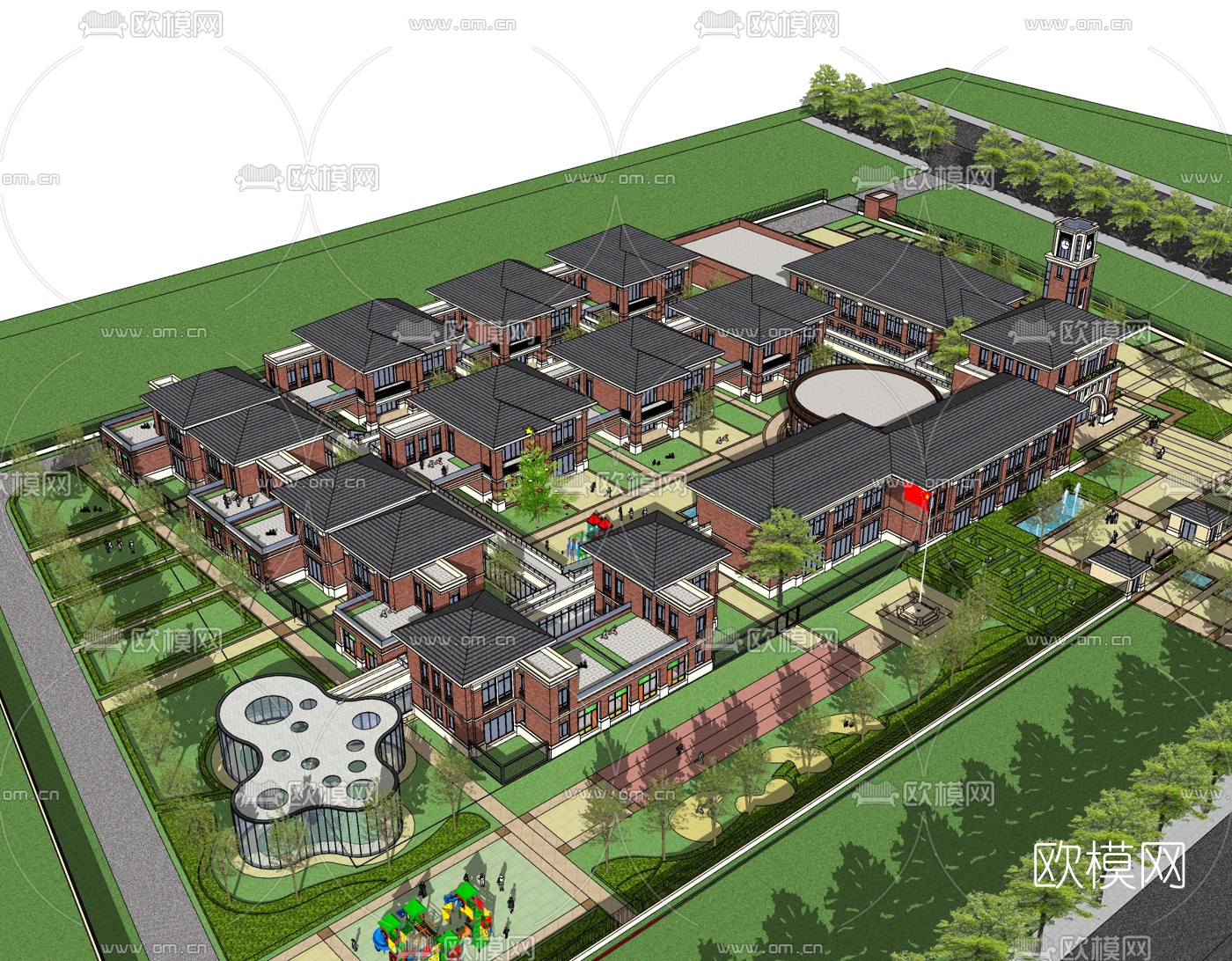 欧式幼儿园su模型下载（渲染图3）