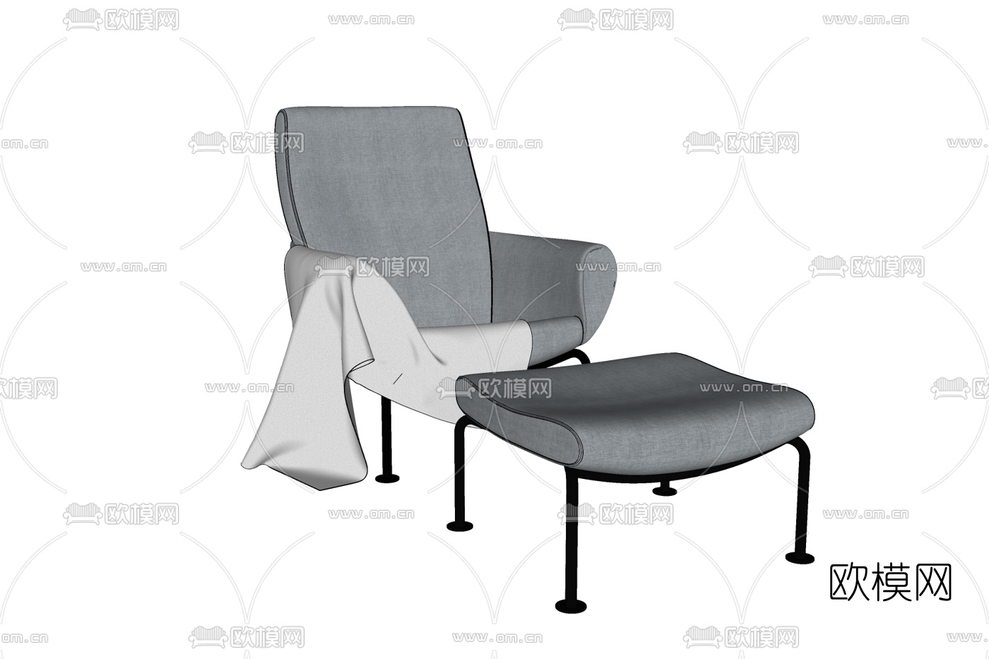 现代布艺休闲椅免费su模型下载
