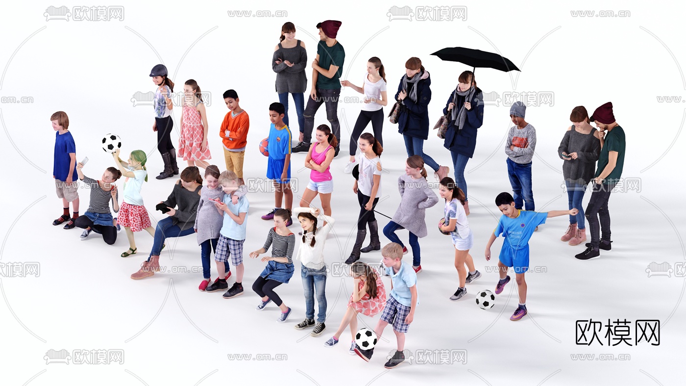 欧式学生小孩人物3d模型
