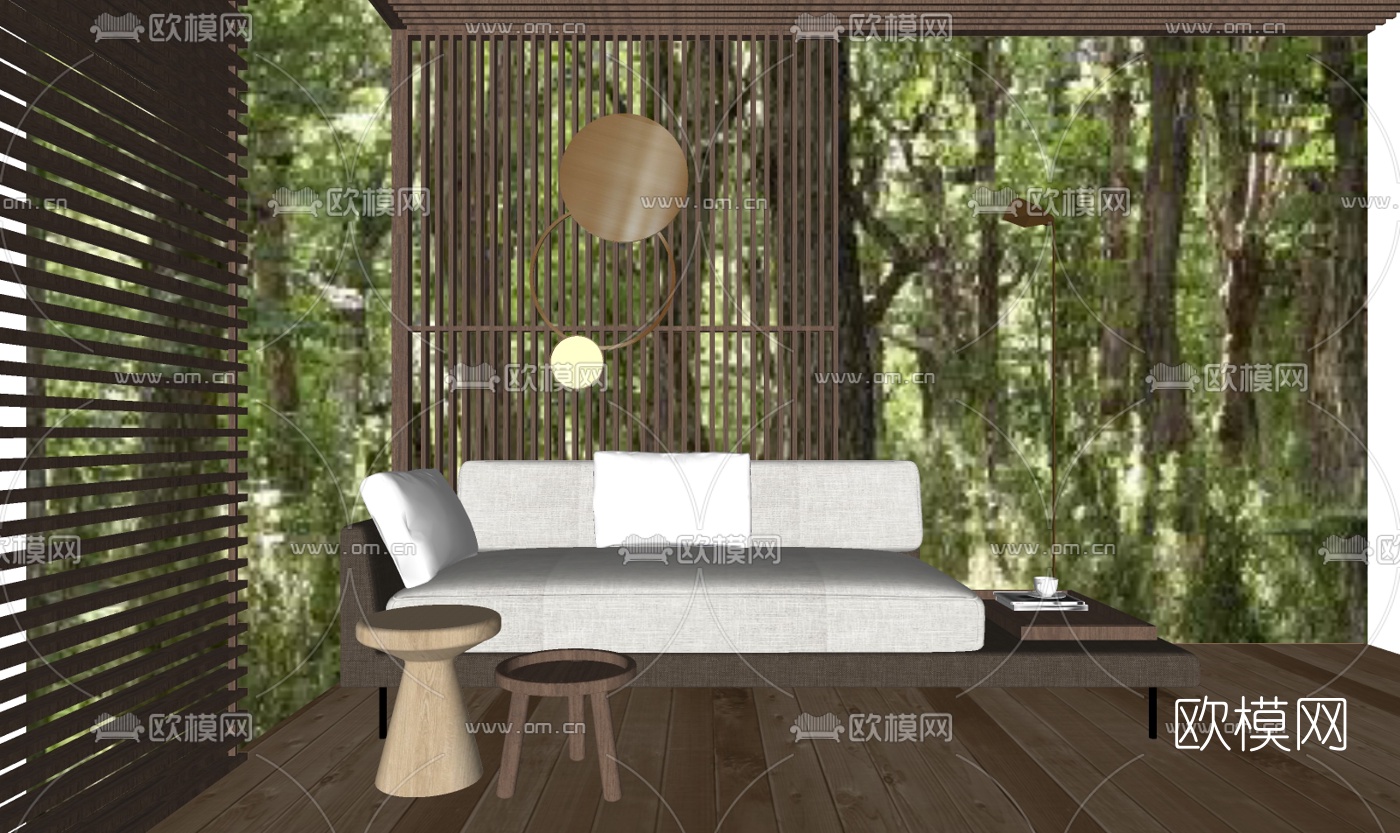 现代布艺贵妃椅su模型下载