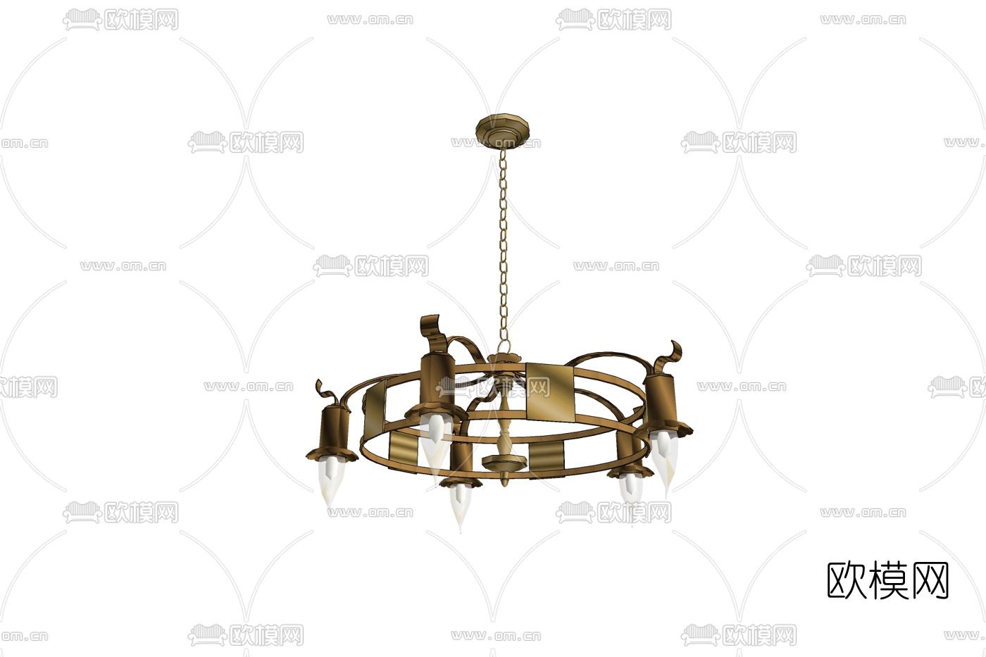 欧式金属多头吊灯免费su模型下载