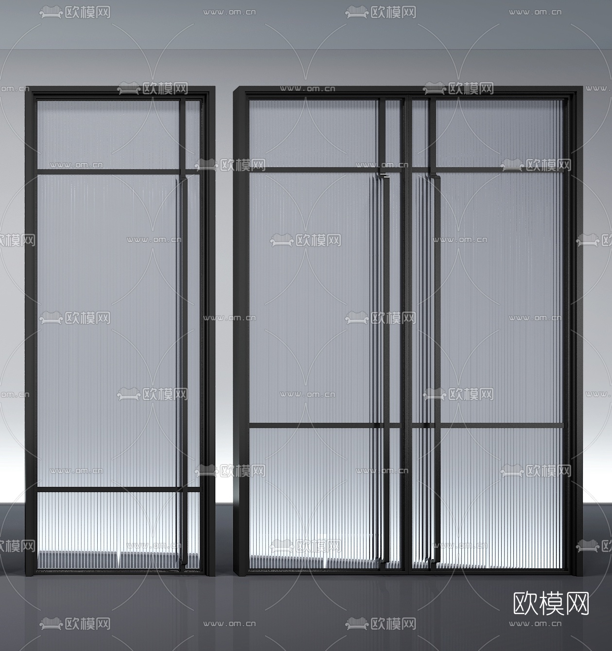 现代玻璃移门组合3d模型