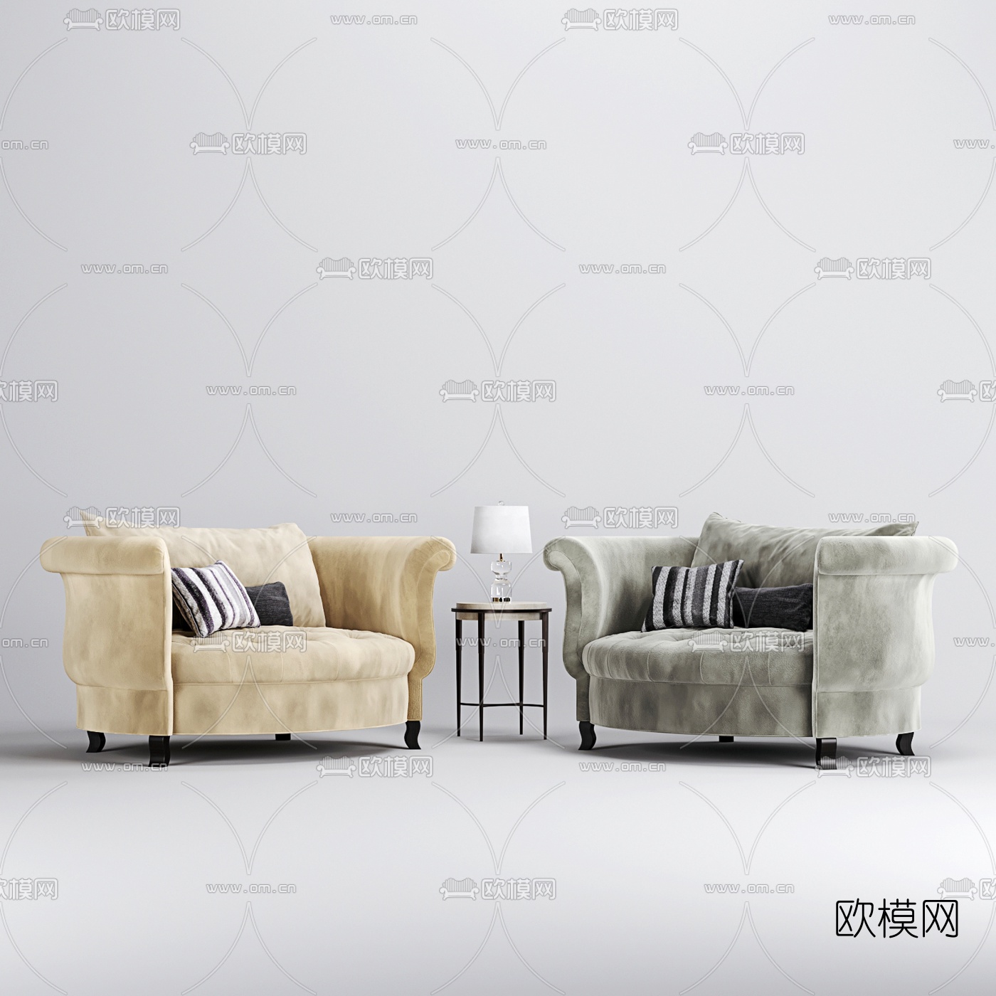 美式单人沙发3d模型