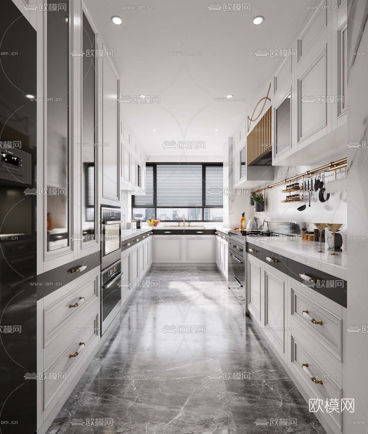 现代厨房3d模型下载