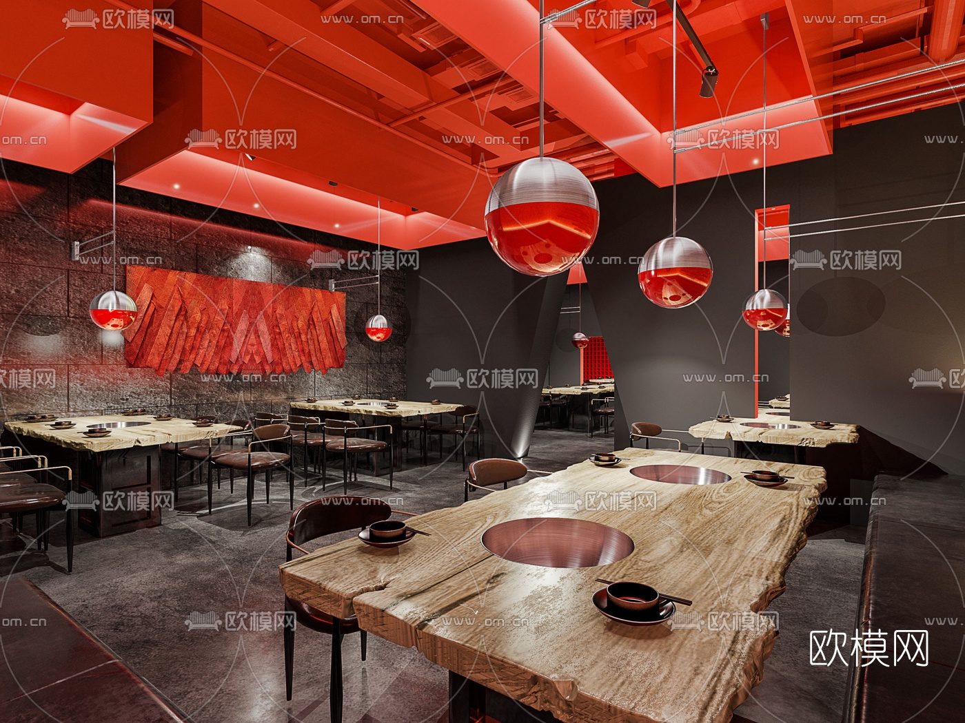 后现代火锅店3d模型