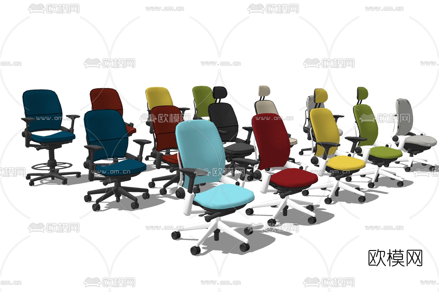 现代布艺办公椅免费su模型下载