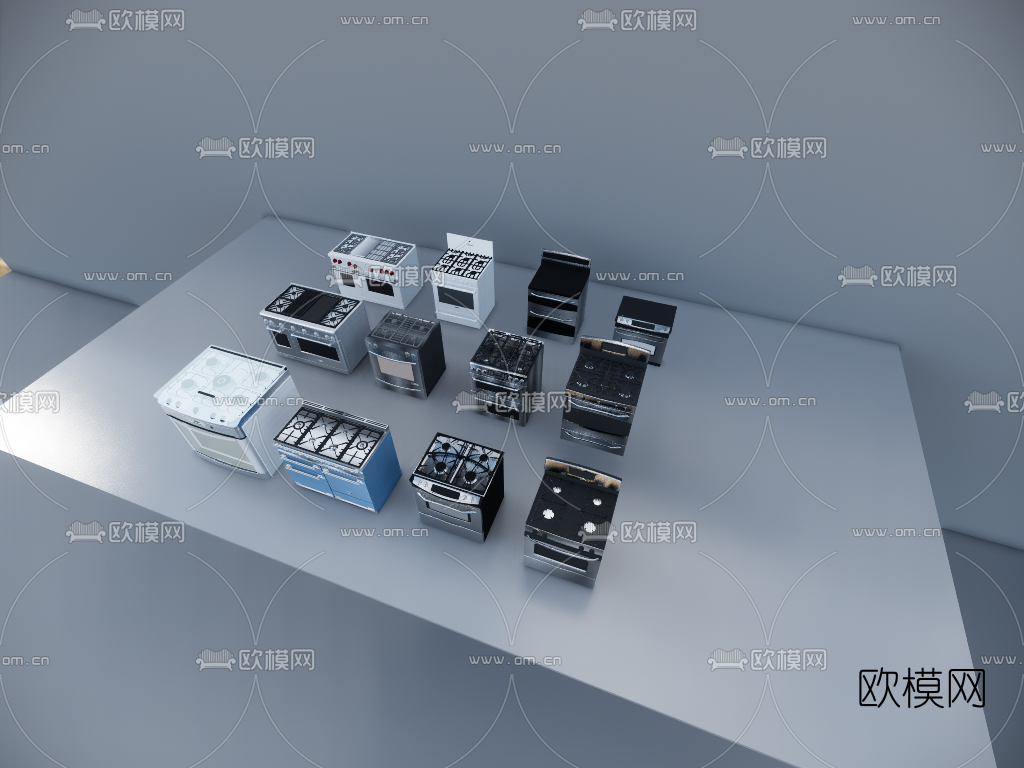 现代电磁炉燃气灶su模型下载（渲染图3）