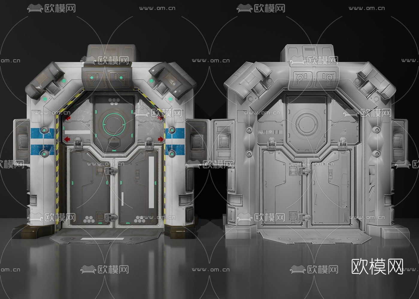 工业风宇宙飞船舱门3d模型下载