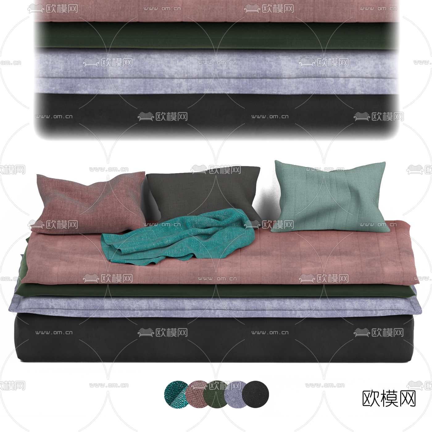 现代简约沙发垫靠枕免费3d模型下载（渲染图1）