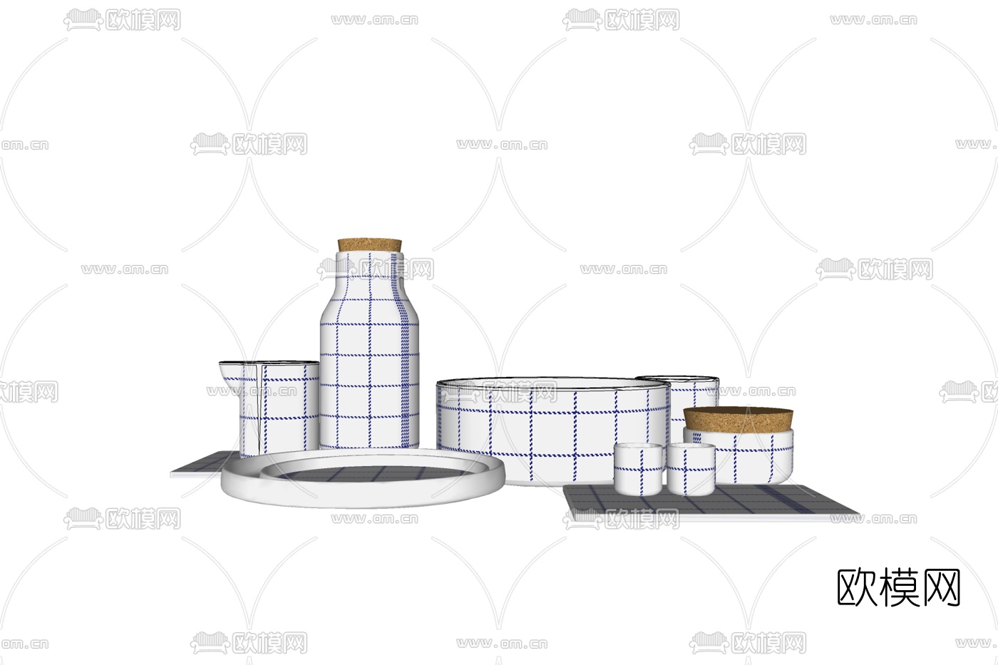 现代水壶水杯免费su模型下载