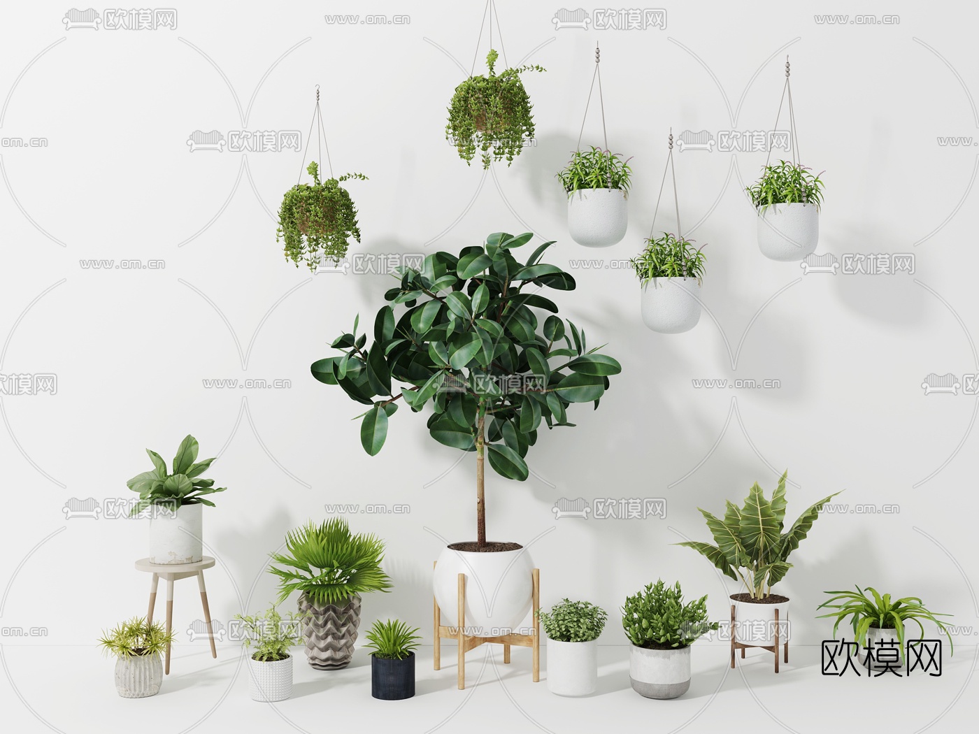 现代绿植盆栽3d模型