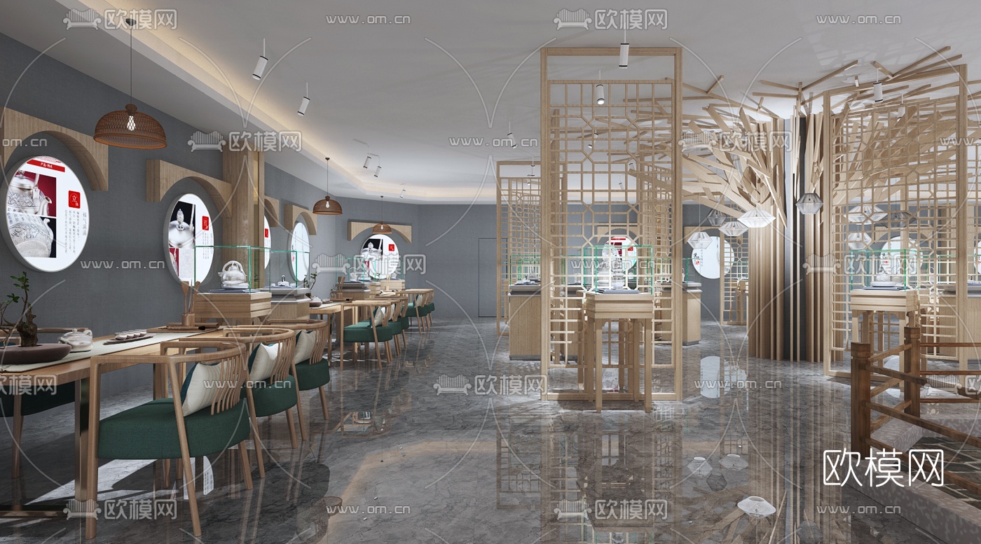 新中式艺术品展览馆3d模型