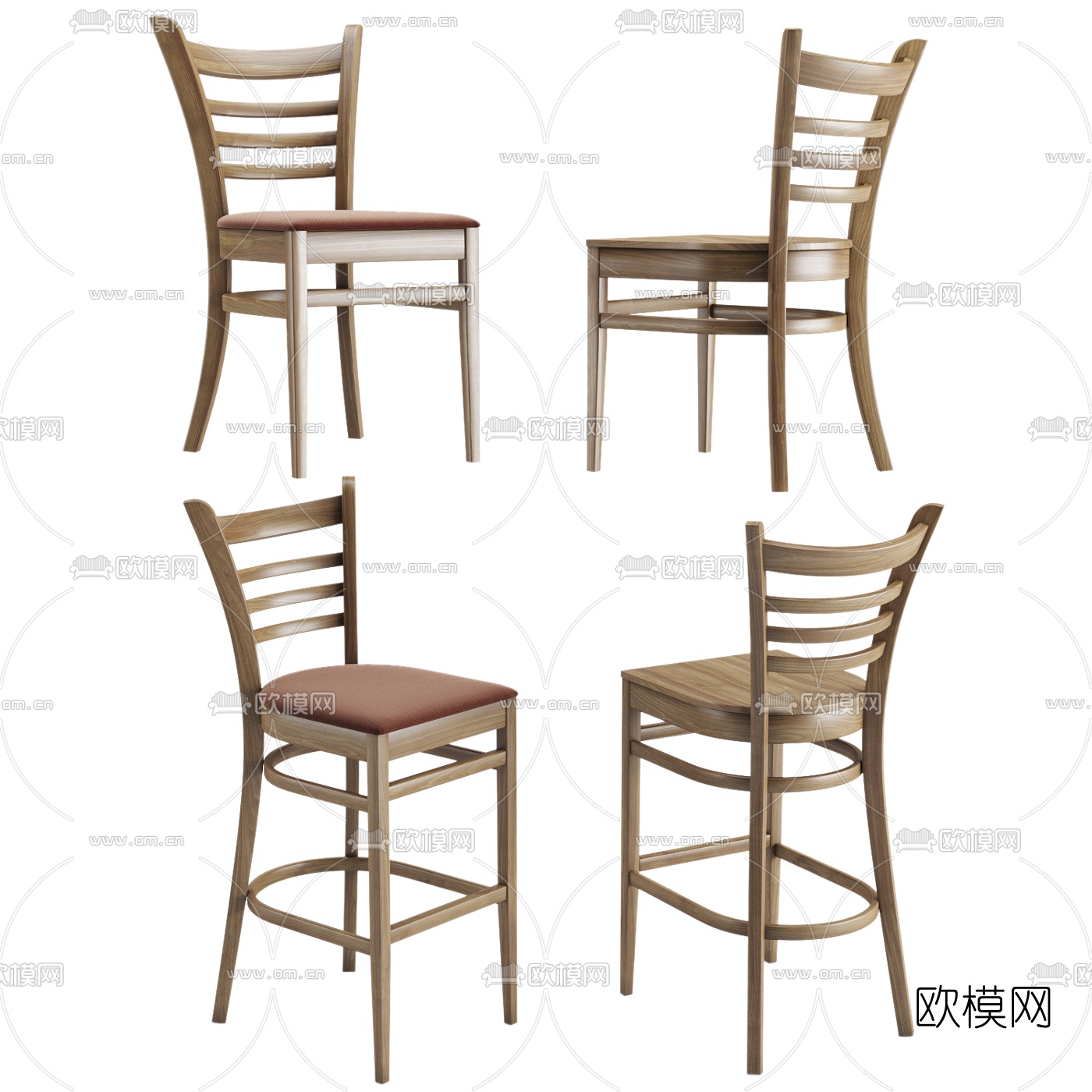 东南亚实木单椅3d模型下载