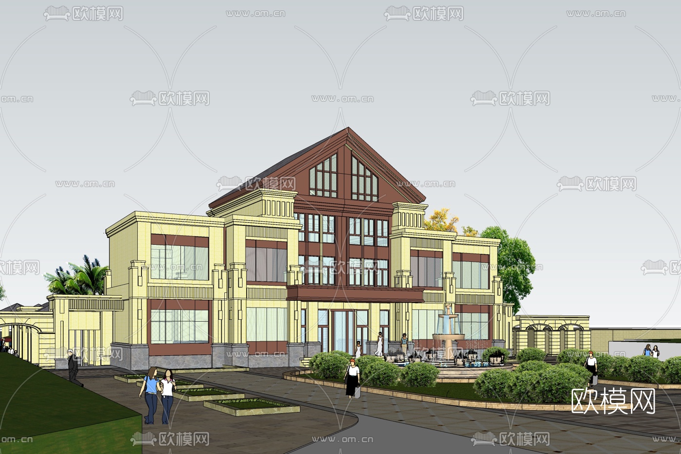 欧式别墅外观免费su模型下载