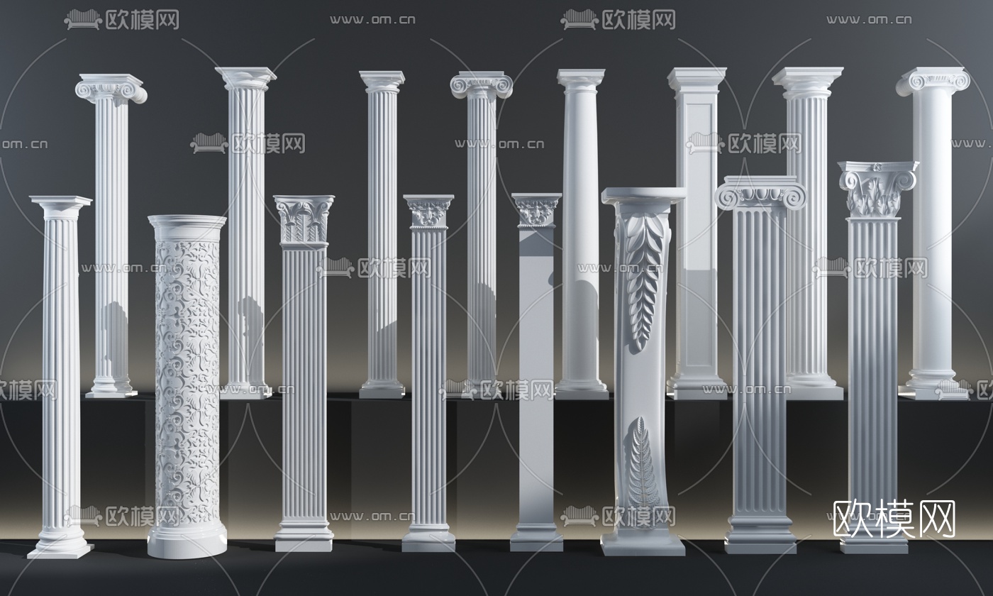 欧式大理石罗马柱3d模型下载