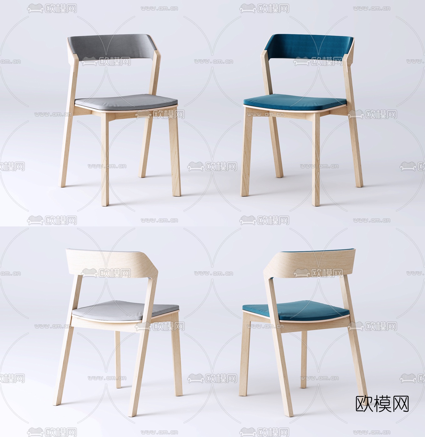 现代实木单椅3d模型