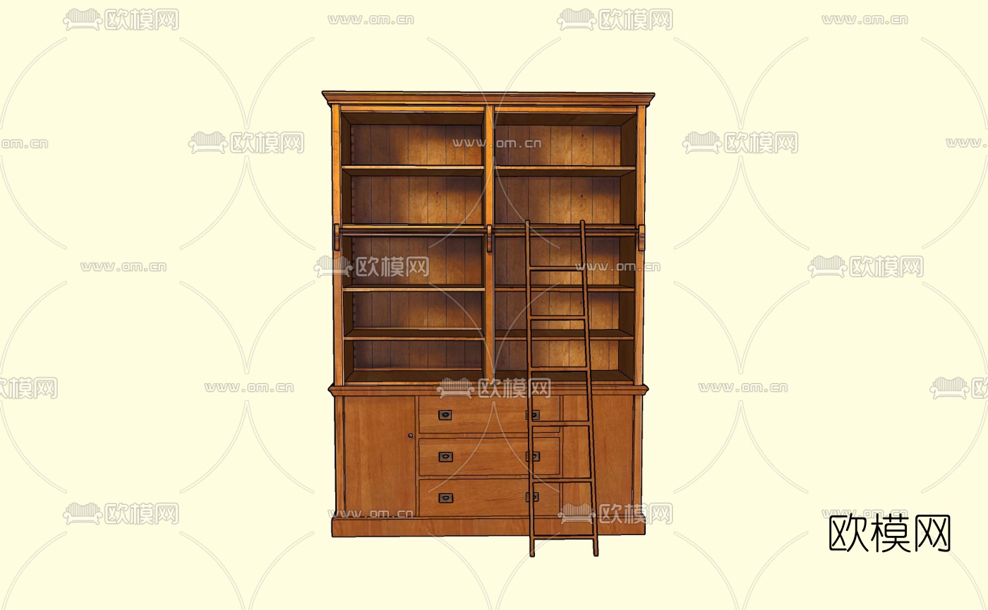 现代实木装饰柜免费su模型下载