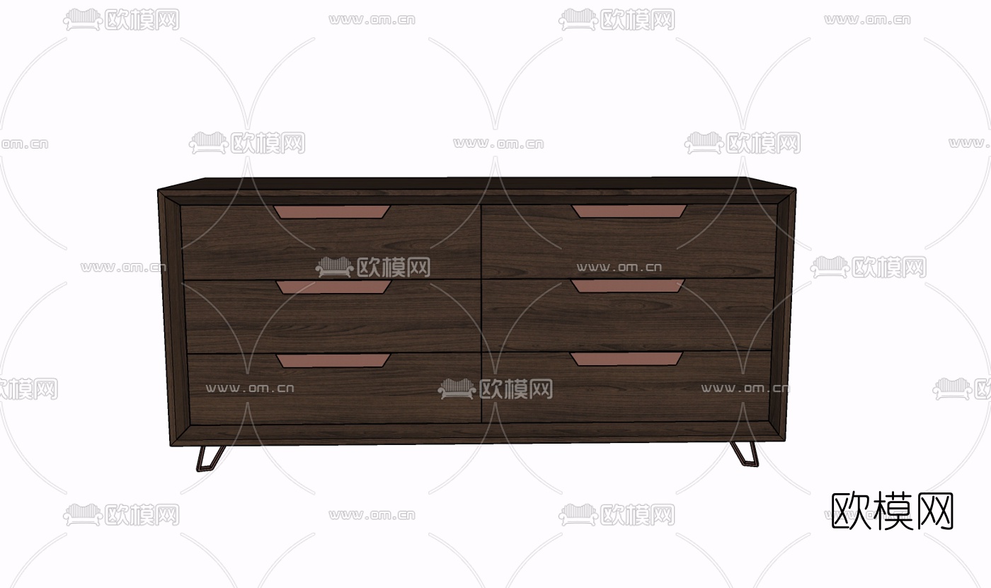 现代实木边柜免费su模型下载