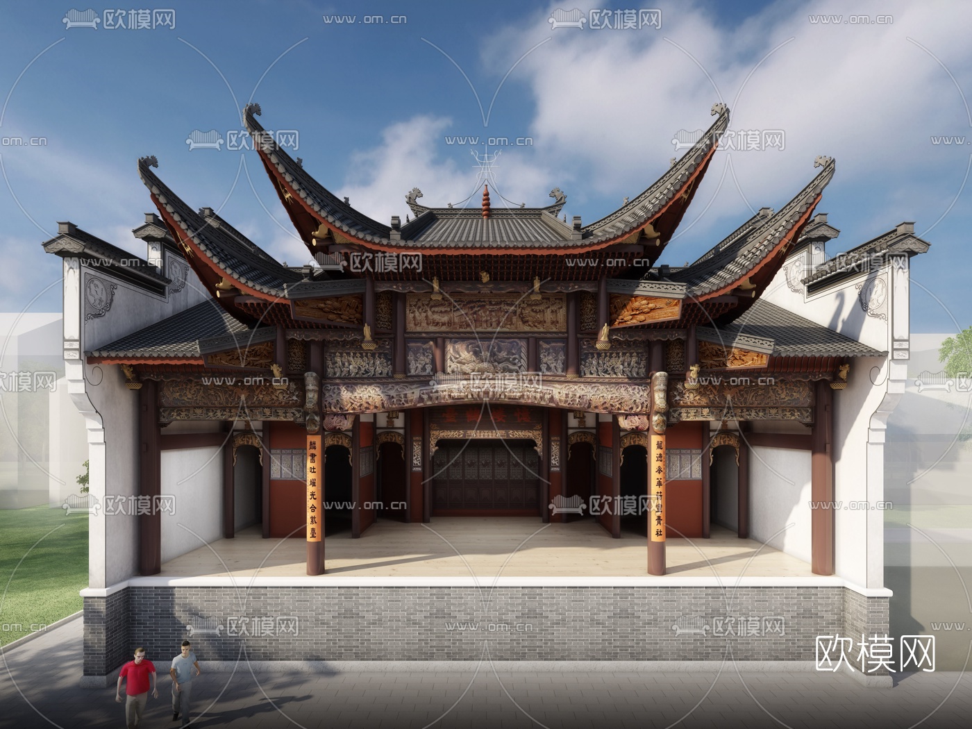 中式古建戏台3d模型