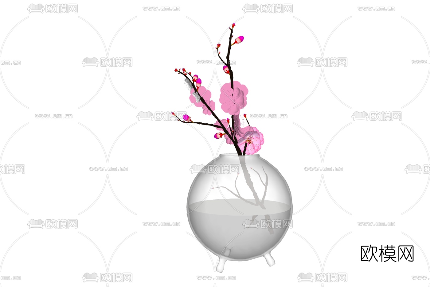 现代花瓶花卉免费su模型