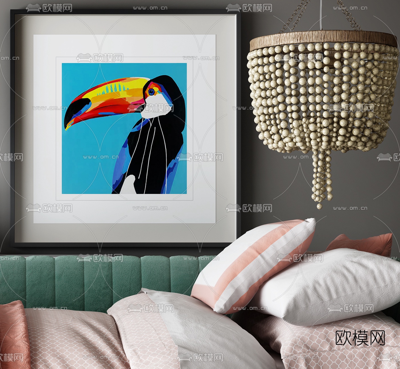 现代布艺沙发床3d模型下载（渲染图4）