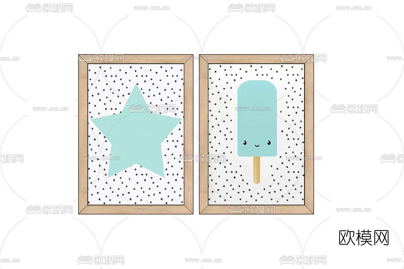 北欧雪条装饰画免费su模型下载