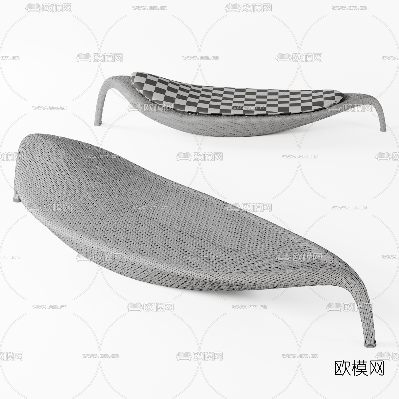 现代编织躺椅3d模型