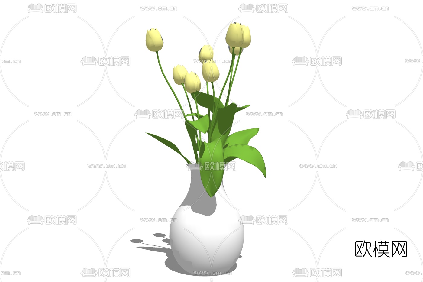 现代花瓶花卉免费su模型下载