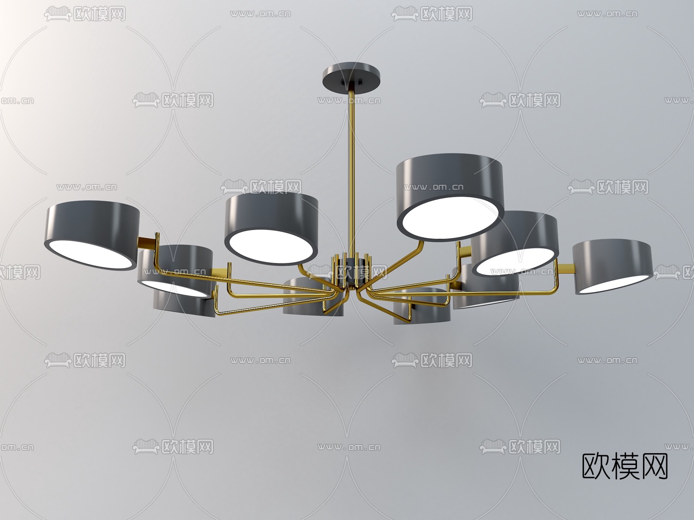 北欧金属多头吊灯3d模型下载（渲染图3）