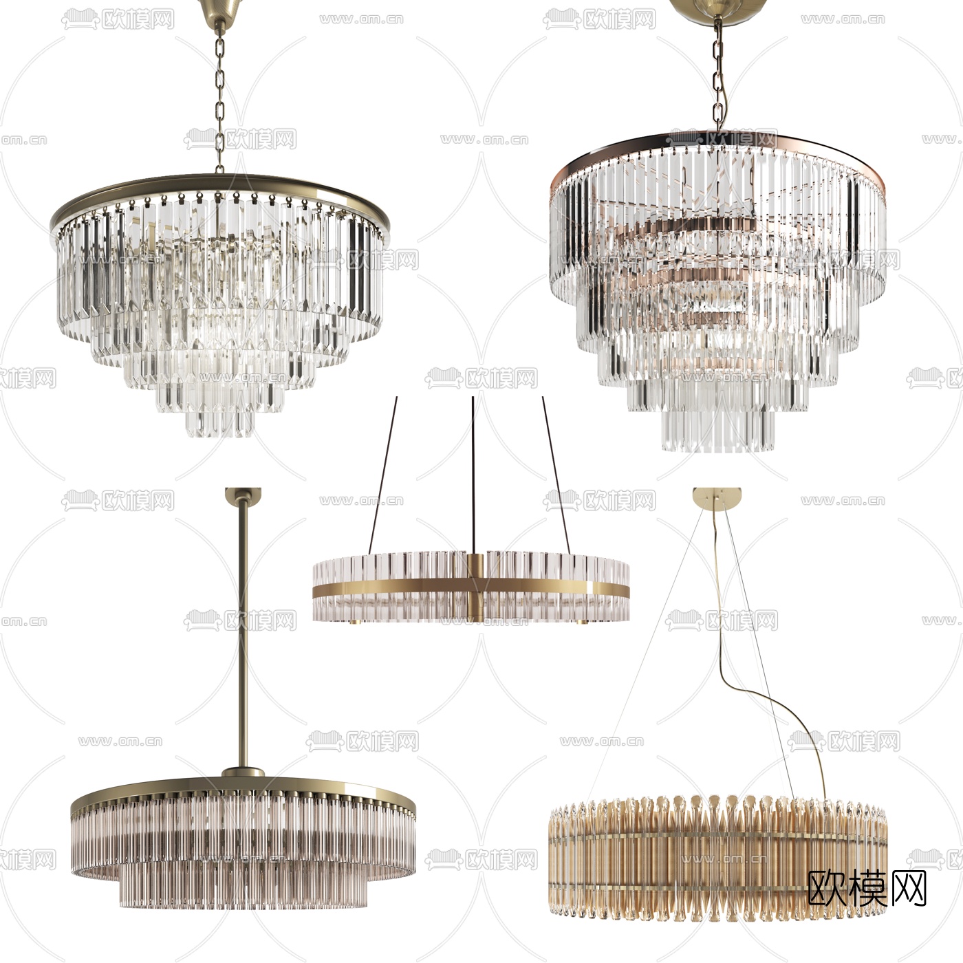 现代轻奢水晶吊灯3d模型下载