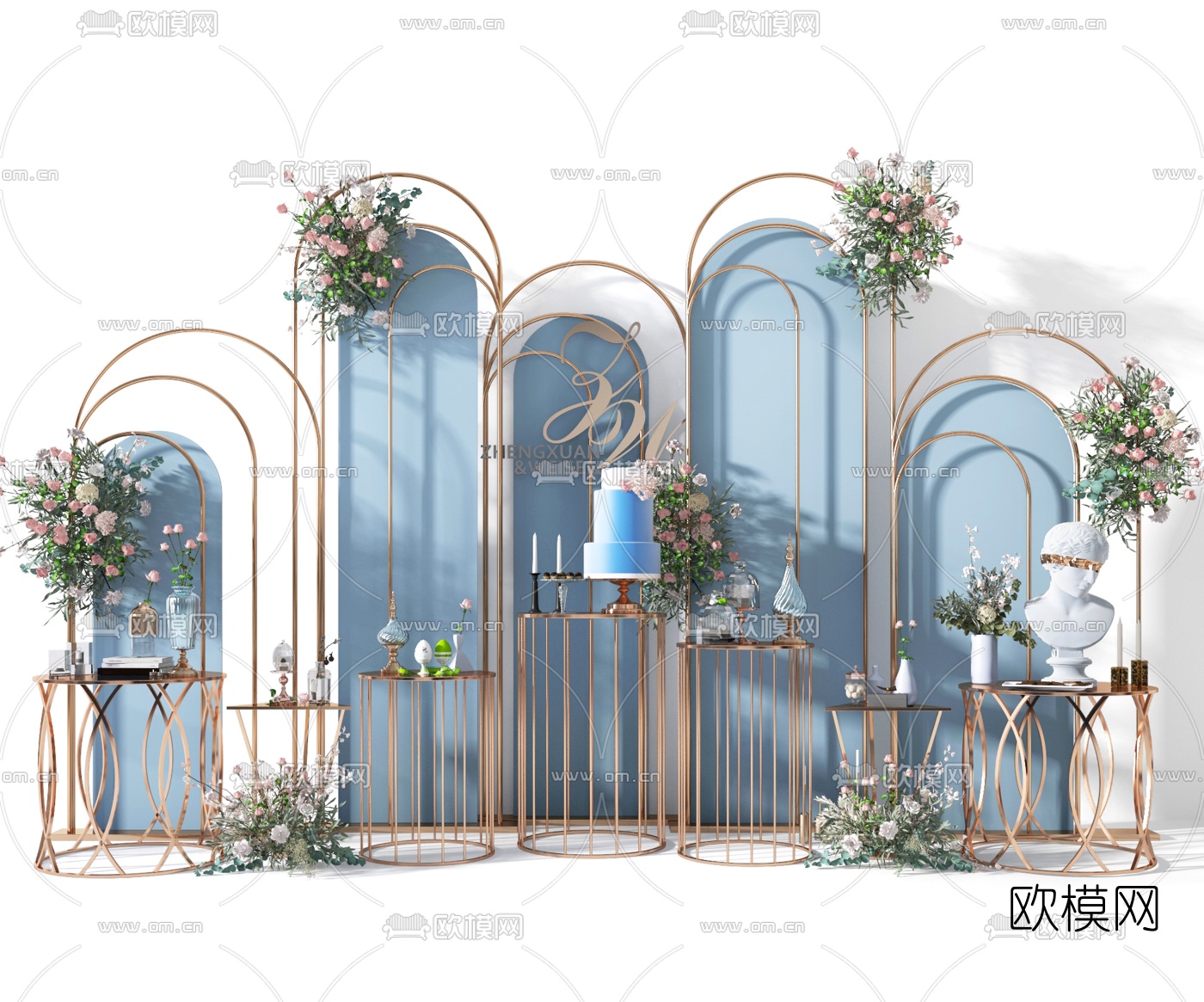 现代婚庆婚礼花艺合影区3d模型下载