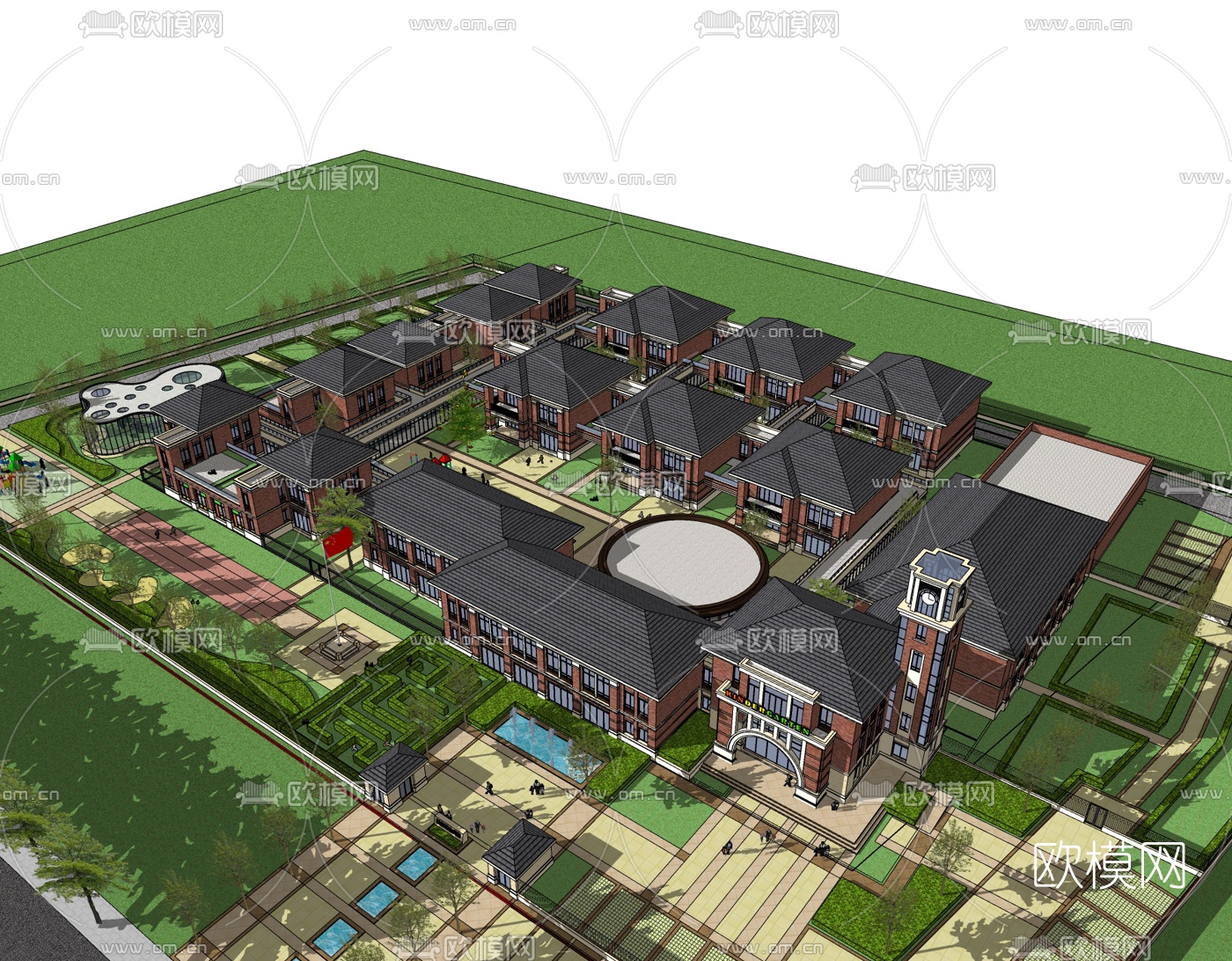 欧式幼儿园su模型下载（渲染图2）
