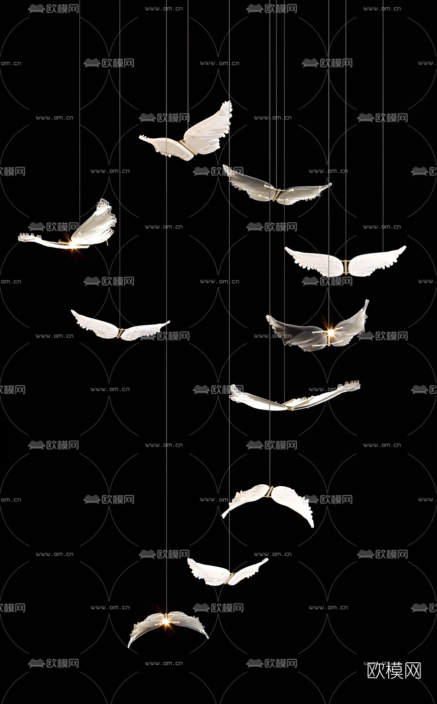 现代玻璃艺术装饰灯3d模型下载（渲染图2）