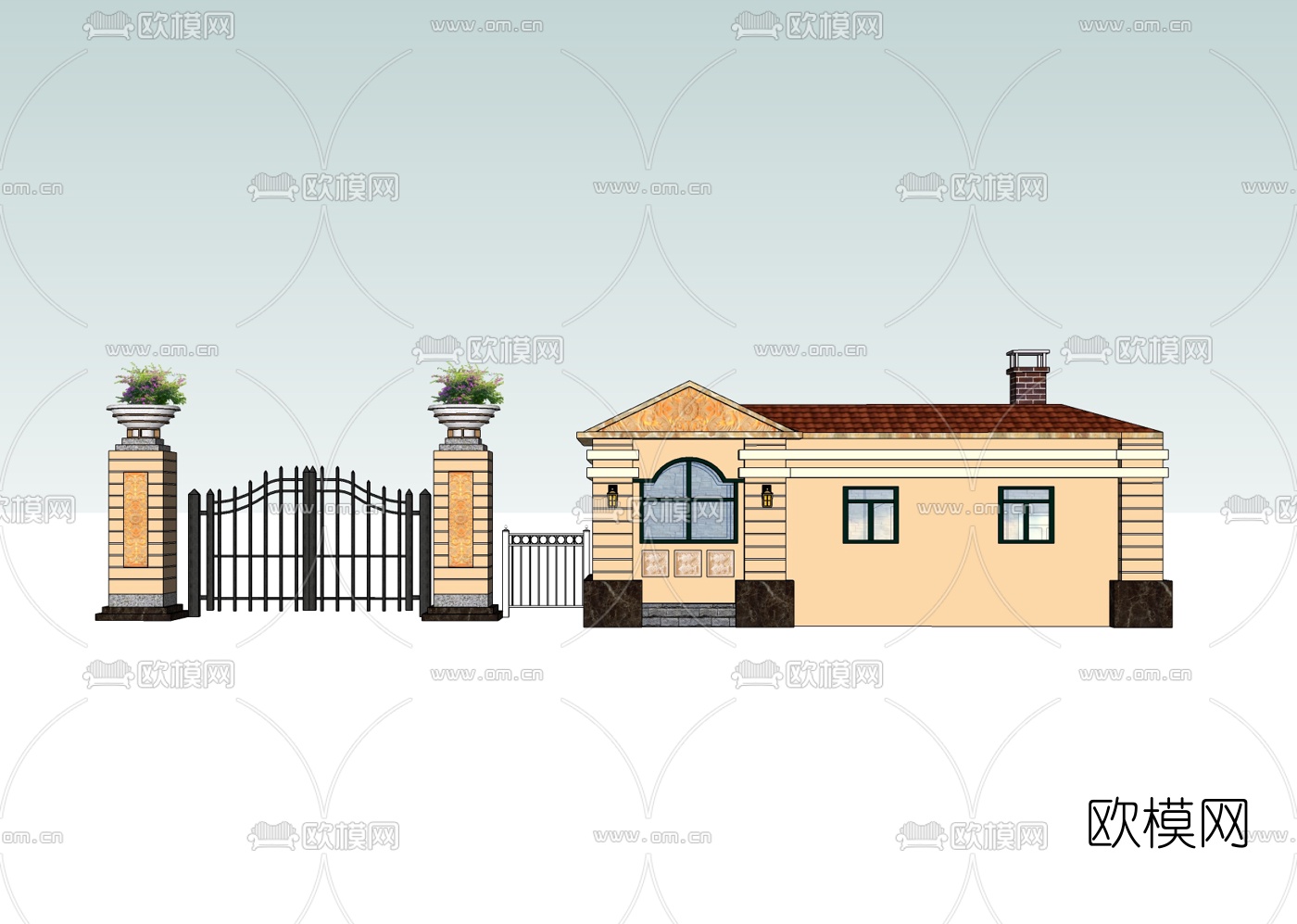 欧式门卫室免费su模型下载