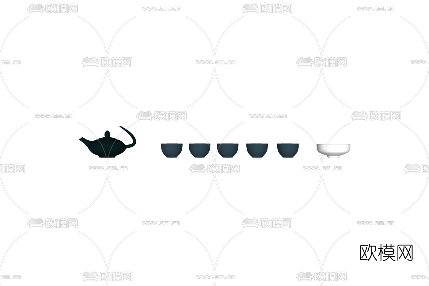 现代茶壶茶杯免费su模型下载