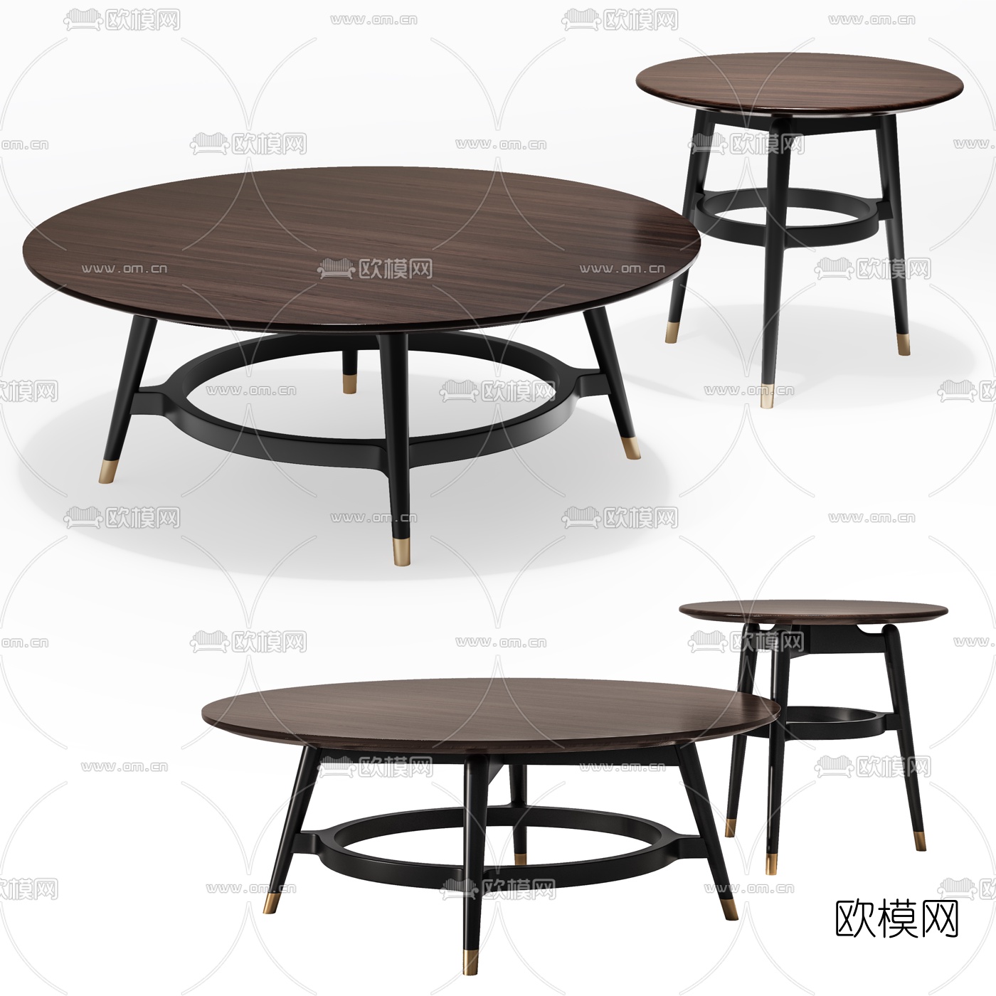 现代实木圆几茶几3d模型