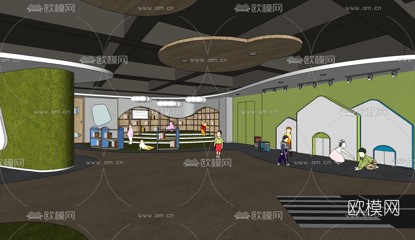 现代早教儿童培训中心su模型下载（渲染图2）
