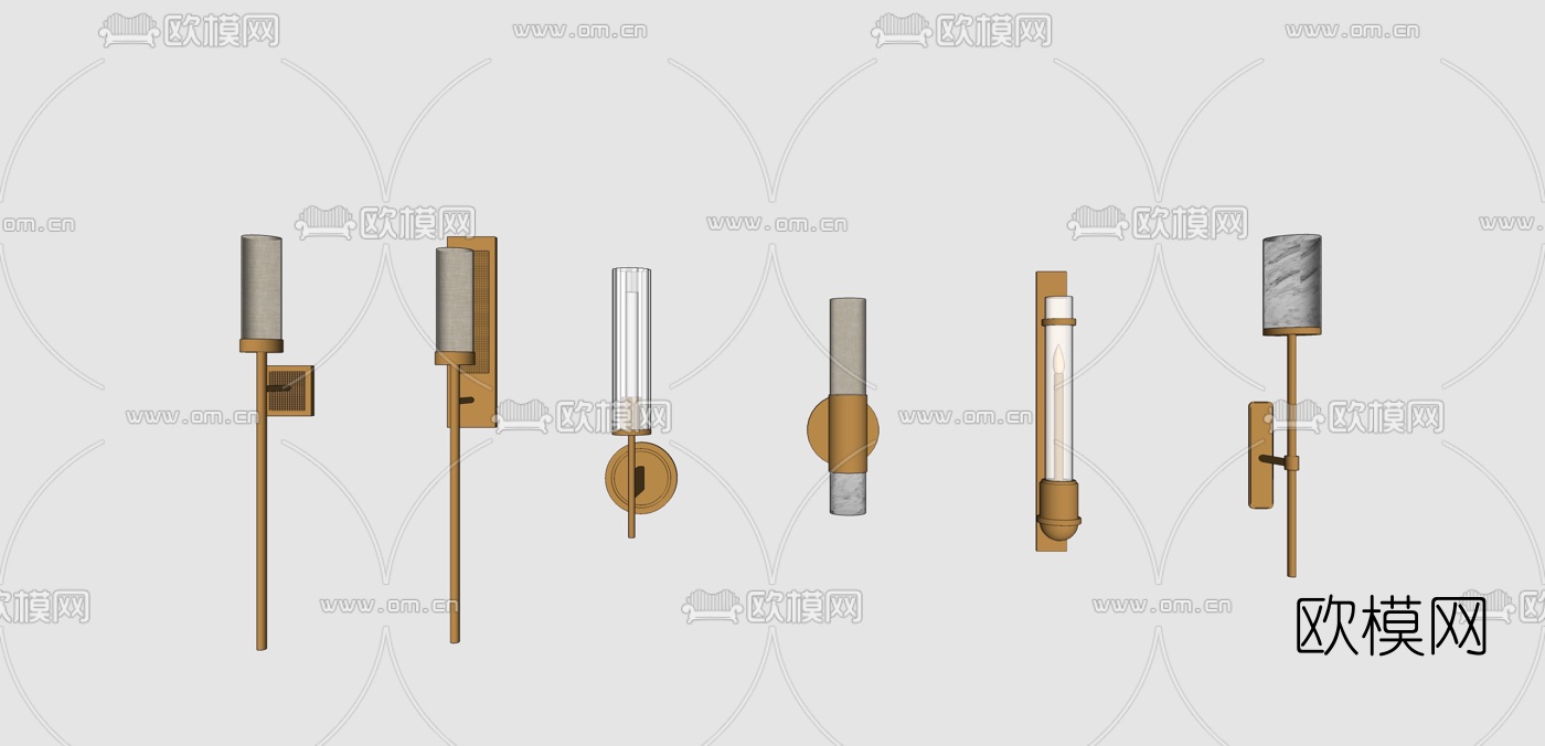 现代轻奢壁灯su模型