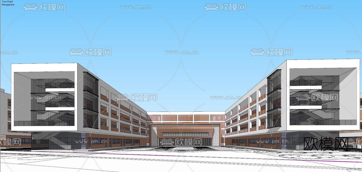 现代学校规划su模型下载（渲染图8）