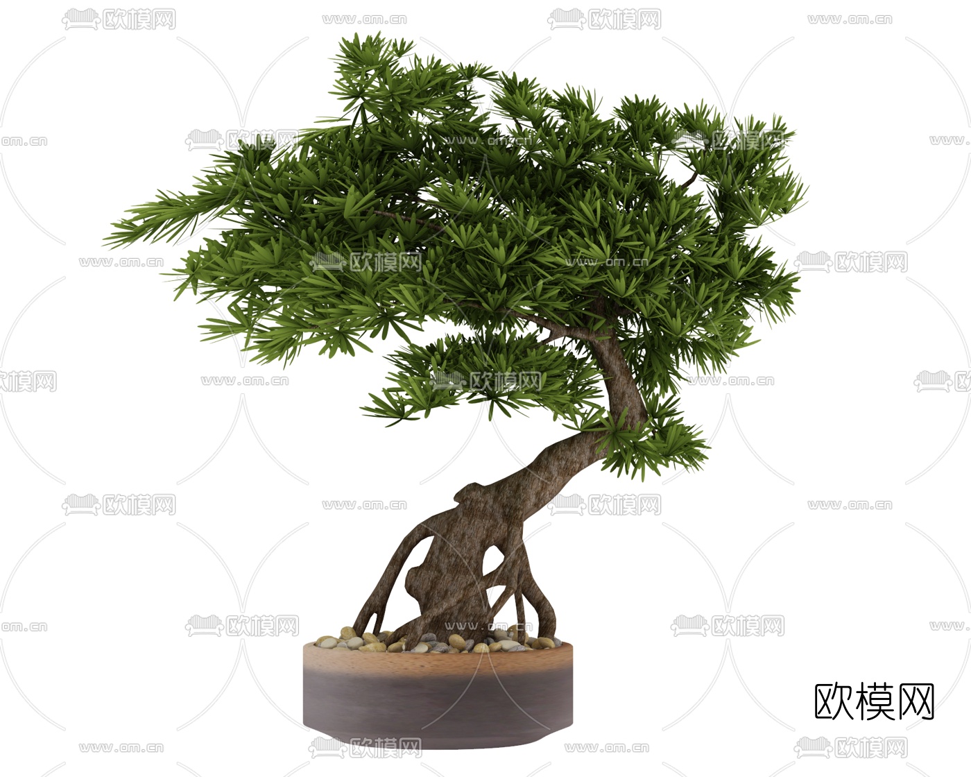 新中式盆栽摆件3d模型下载