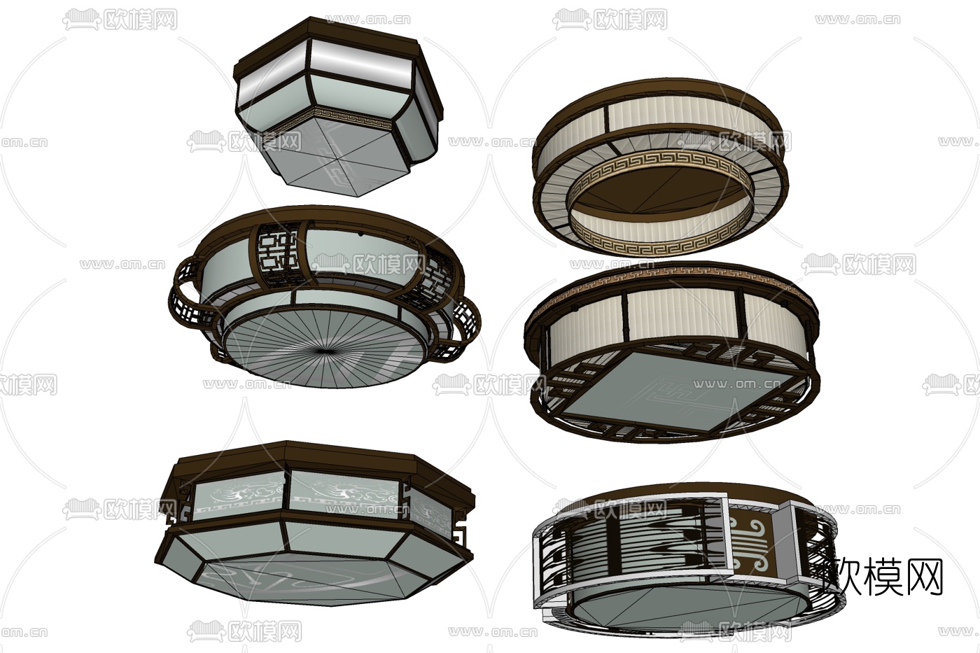 新中式吊灯免费su模型下载