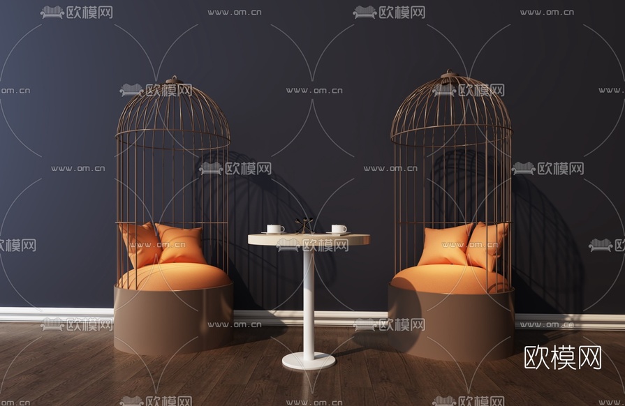 现代金属鸟笼休闲沙发3d模型下载