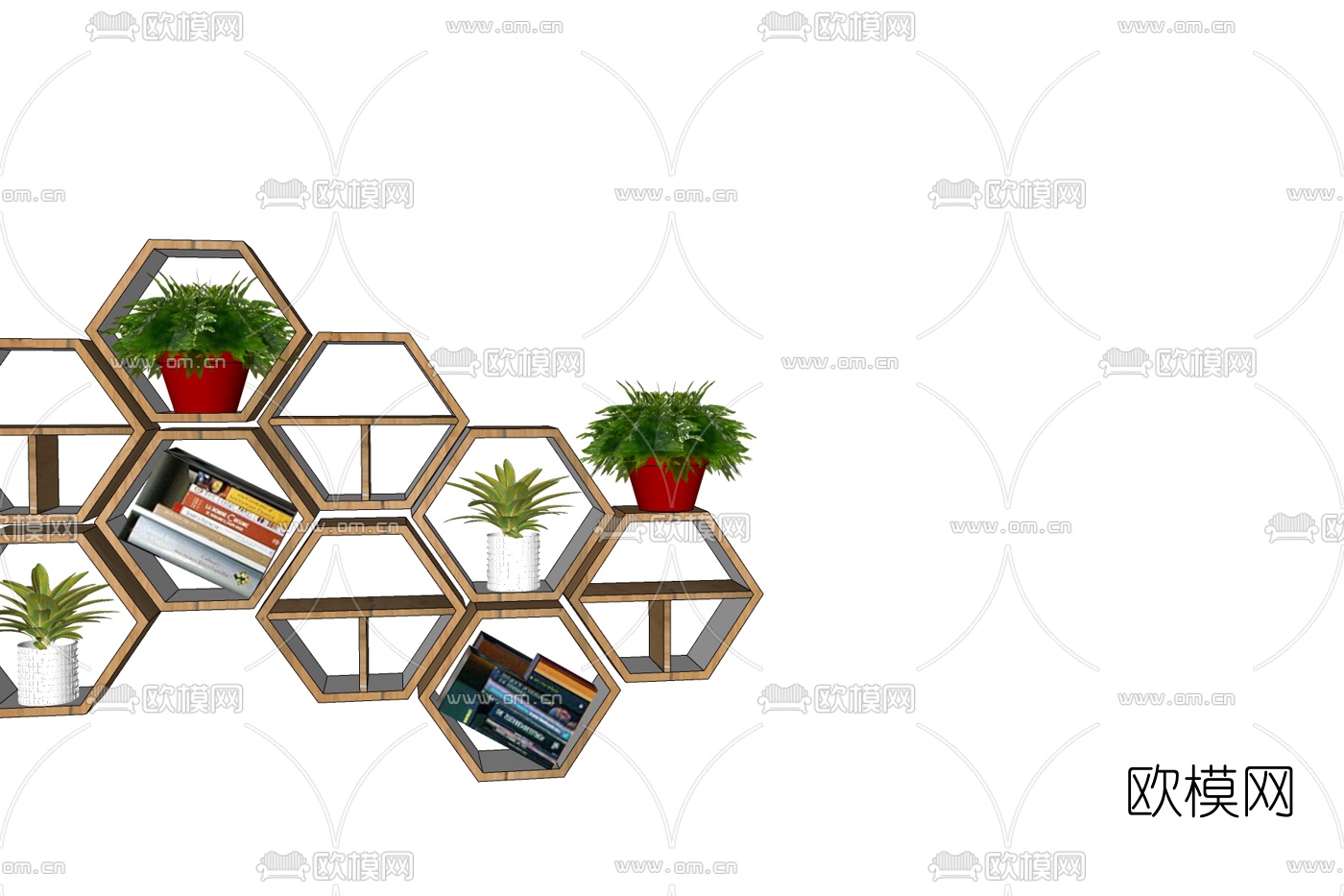 现代实木壁柜隔板免费su模型下载