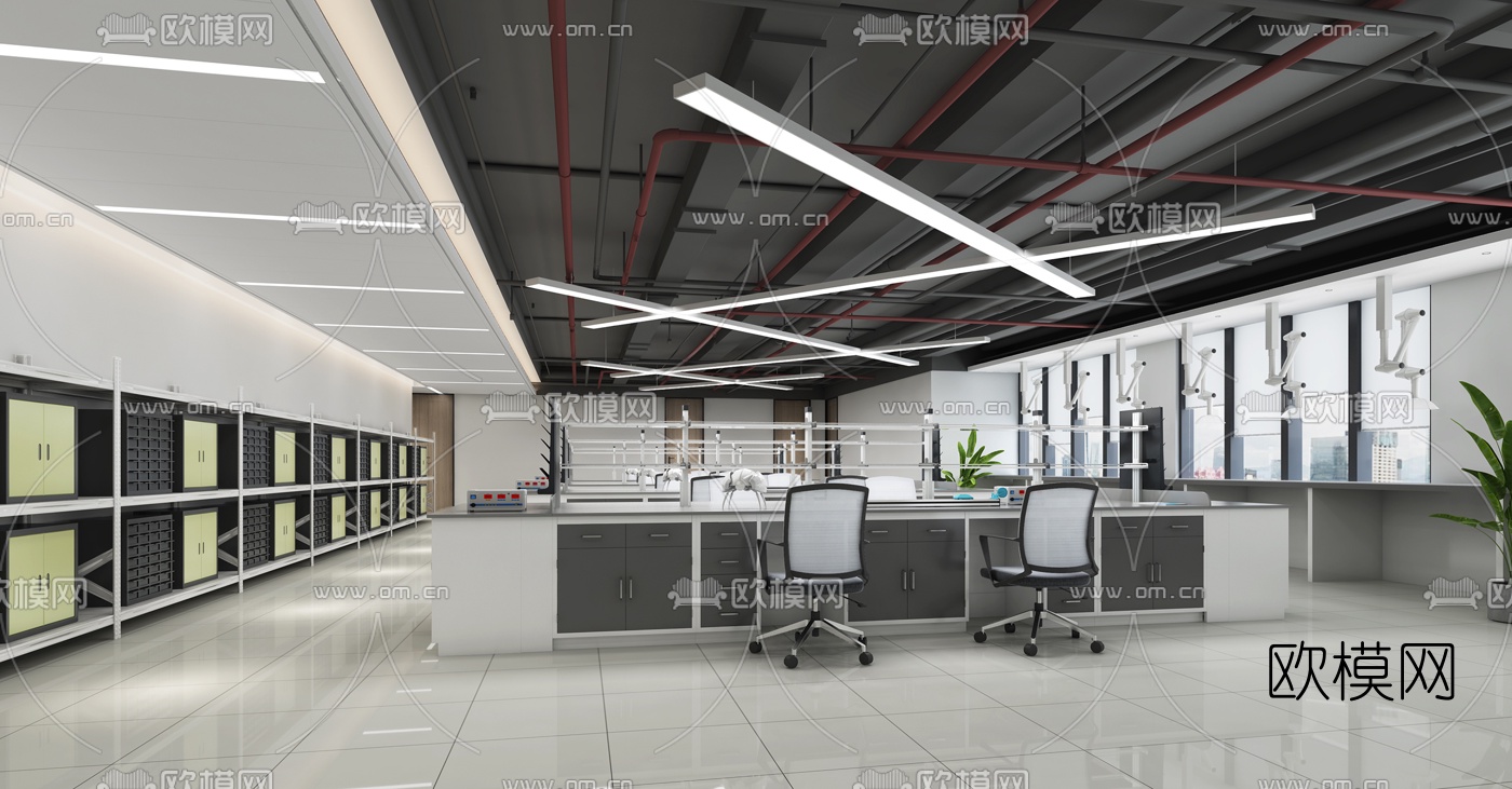 现代学校物理实验室3d模型下载