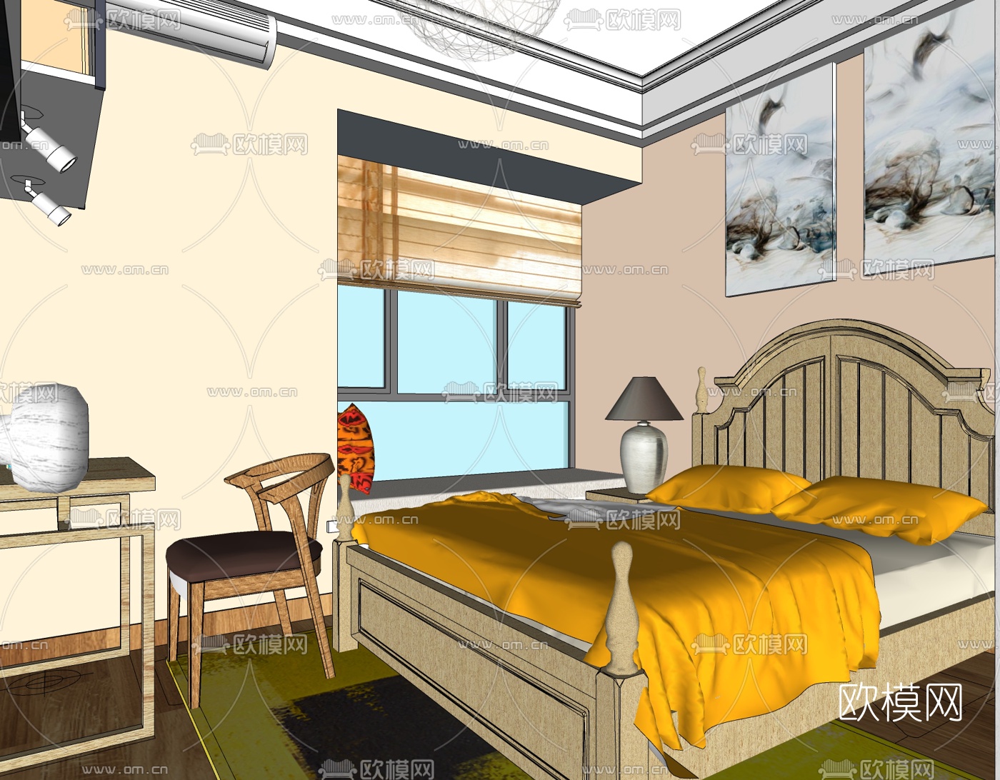 简欧卧室主人房免费su模型