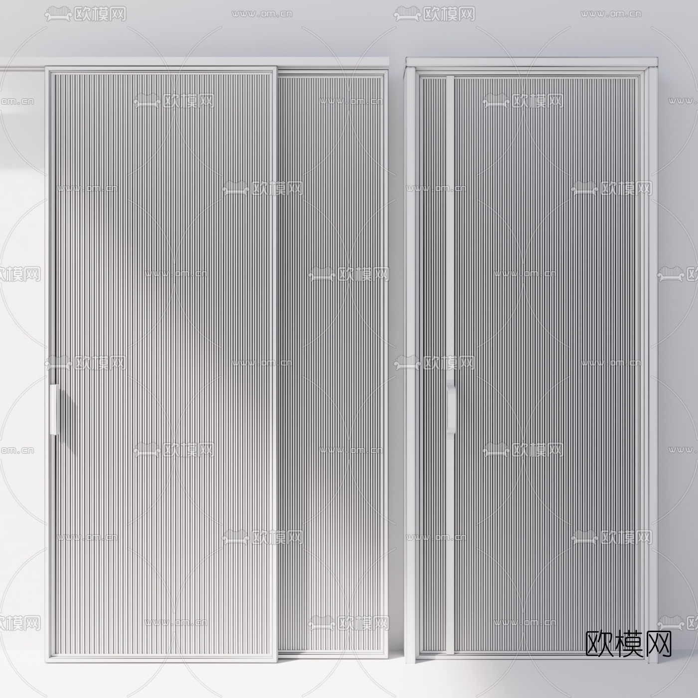 现代玻璃推拉门3d模型