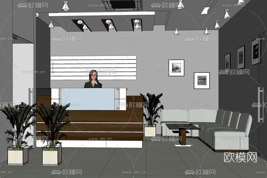 现代办公前台免费su模型下载_ID10383525_sketchup模型下载-欧模网