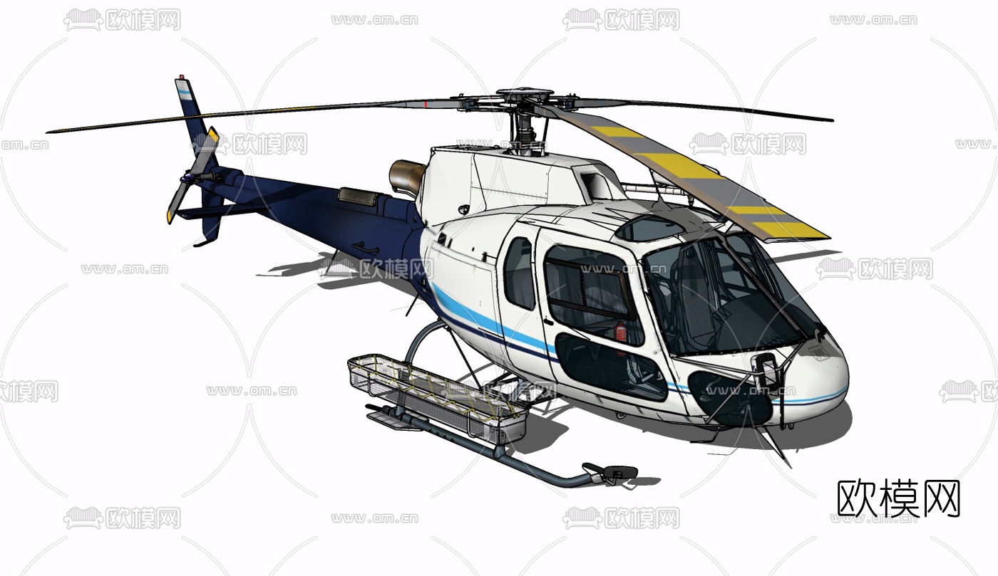 现代直升飞机免费su模型下载